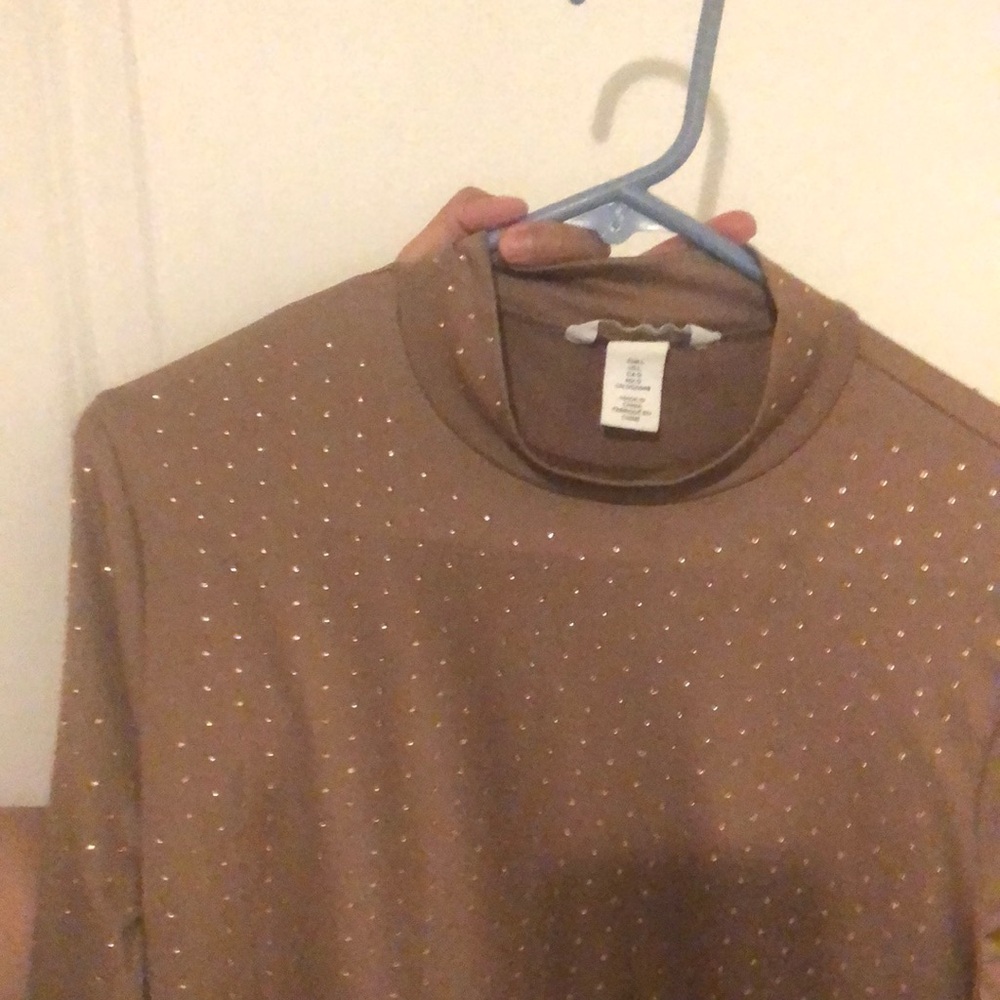 Sequin taupe  brown top